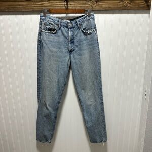 Agolde Classic Denim Straight Jeans button fly distressed Fen see pics for flaws